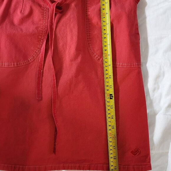 Roxy Red Stretch Cotton Mini Skirt Size 5 – Belted with Pockets & Surf Stripe - Picture 7 of 10